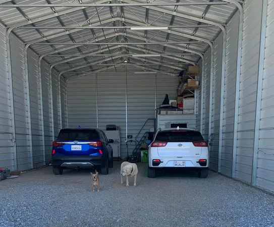 a view of a garage