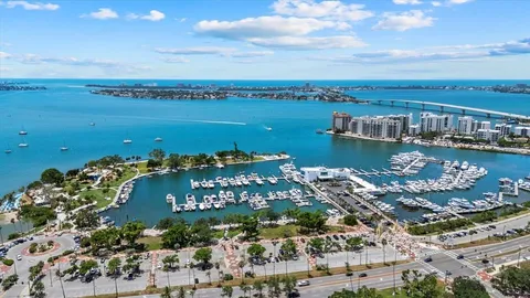 a view of a city and ocean view