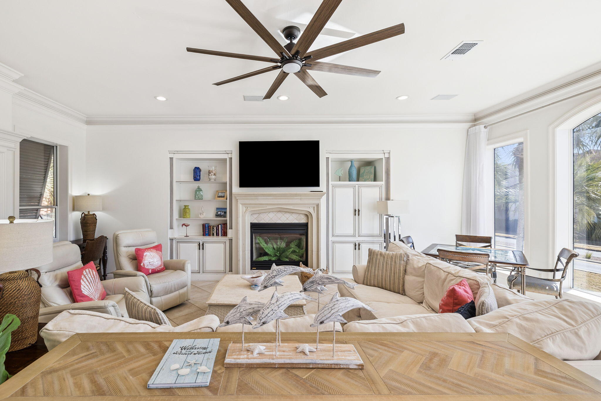 4726 Serendipity Pointe Destin, FL 32541 - Photo 48 of 98 a living room with furniture fireplace and flat screen tv