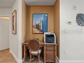 a view of a hallway with washer and dryer
