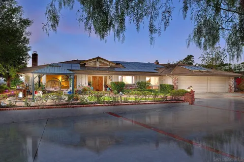 an outdoor view with patio