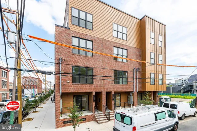 a front view of a multi story building