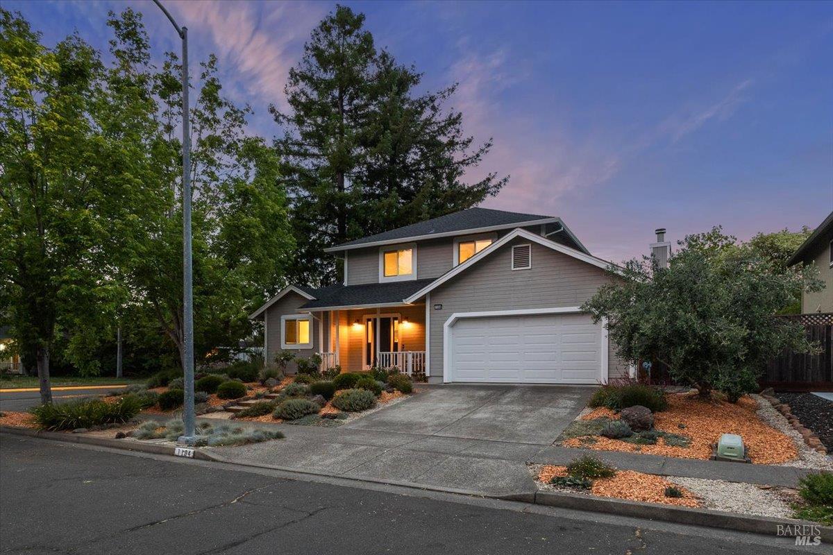 1194 Halyard Drive Santa Rosa, CA 95401 - Photo 41 of 50 Beautiful evening ambiance highlights the home's inviting curb appeal.