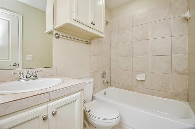 a bathroom with a bathtub