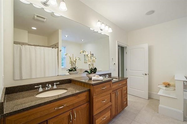 23 Pope Road Atkinson, NH 03811 - Photo 22 of 40 a bathroom with a granite countertop sink and a mirror