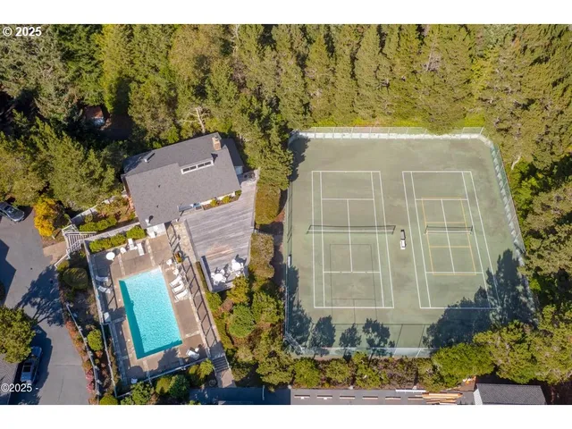an aerial view of a house