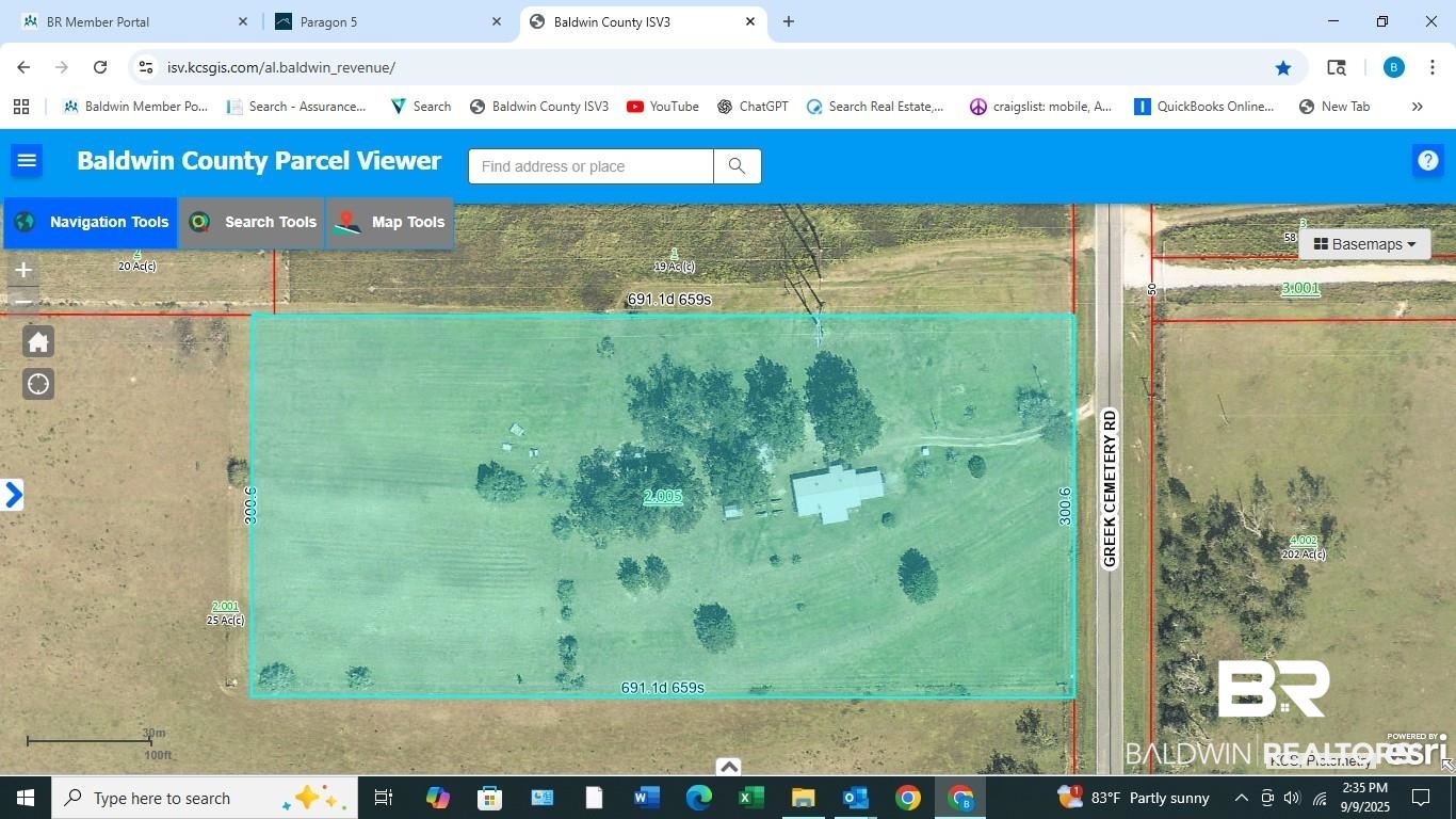 20705 Greek Cemetery Road Robertsdale, AL 36567 - Photo 25 of 25 Map / location with property parcel outlined