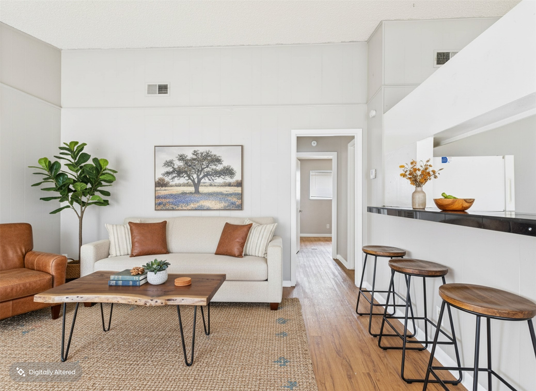 a living room with furniture
