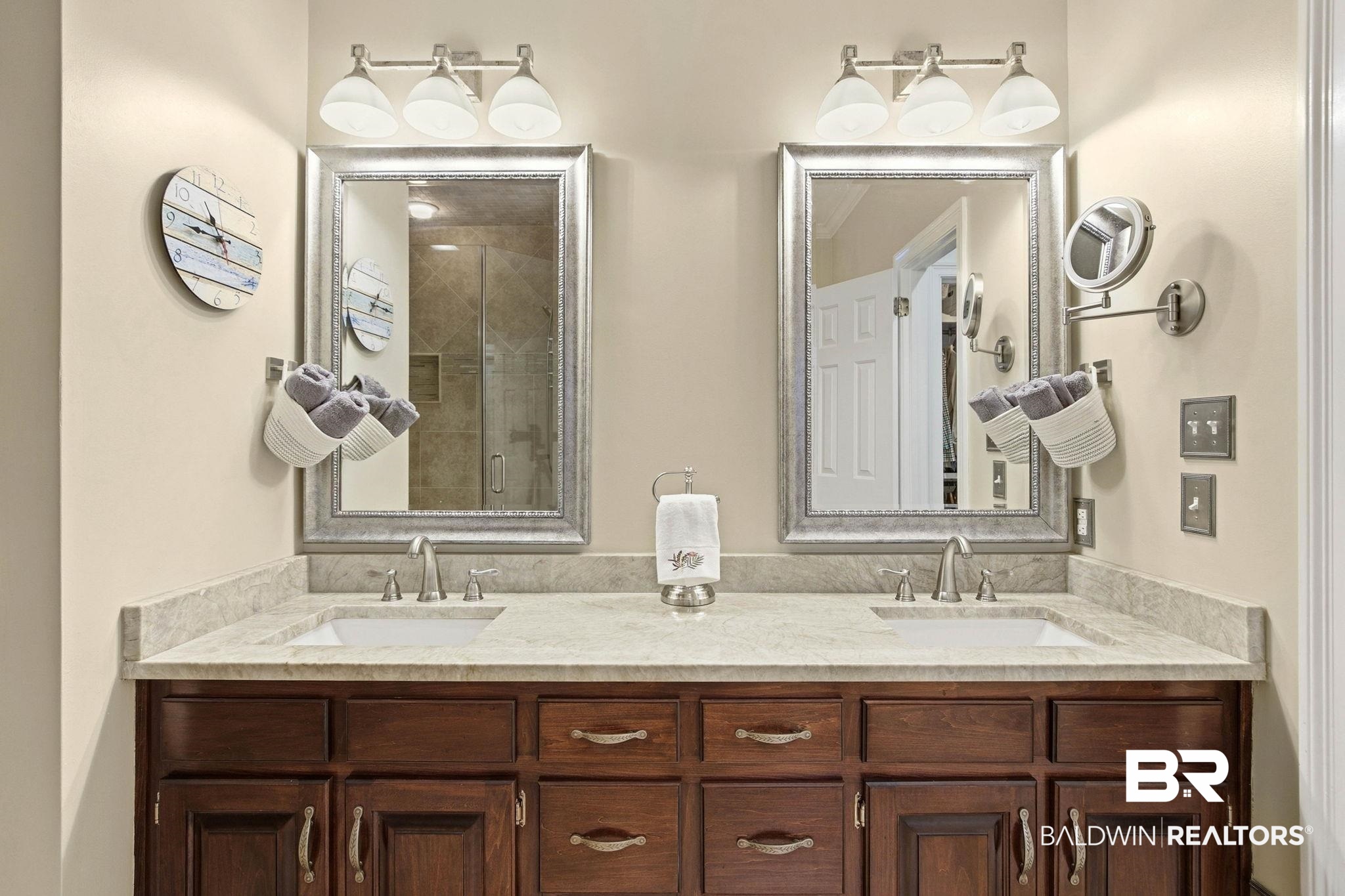 31515 Rhett Drive Spanish Fort, AL 36527 - Photo 37 of 100 The Primary Bathrooms has a custom tiled shower and a double vanity with quartz countertops