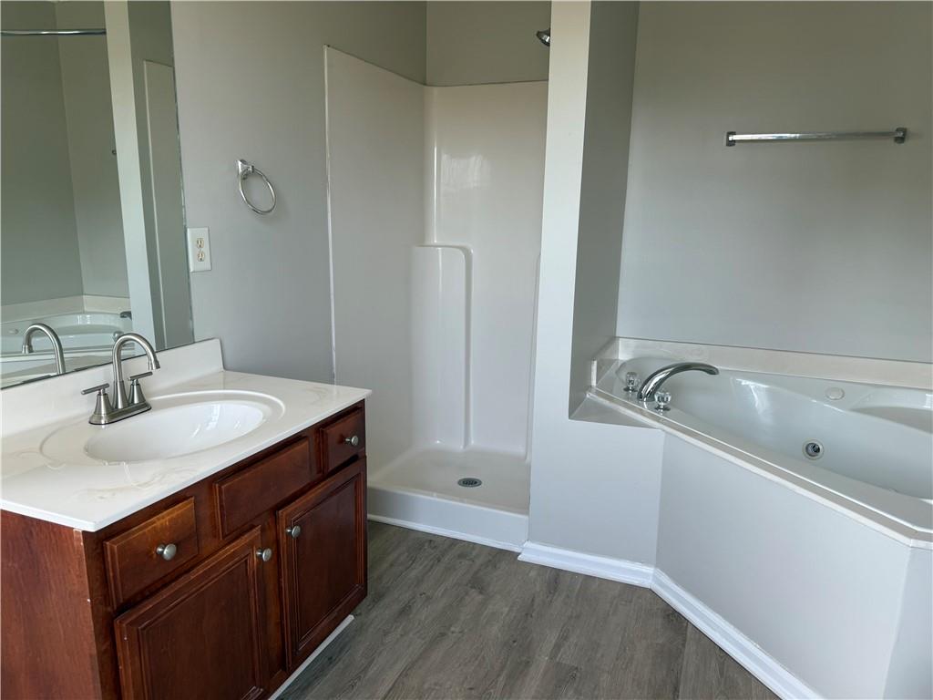 6370 Olmadison Place Atlanta, GA 30349 - Photo 8 of 15 a bathroom with a sink and a mirror