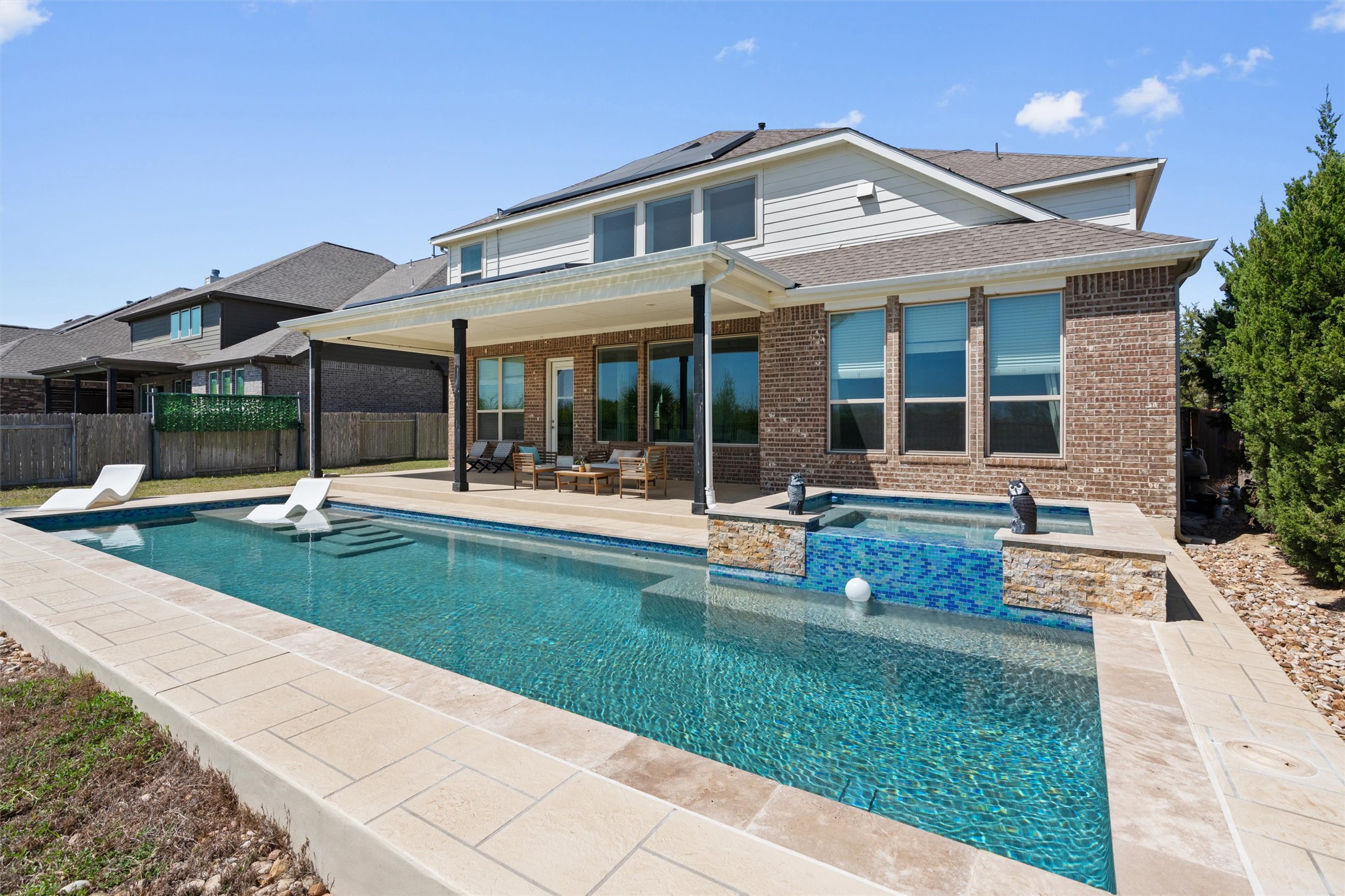 19325 Stembridge Run Pflugerville, TX 78660 - Photo 2 of 38 Large covered patio (with gas connection for a grill) - heated pool and spa.