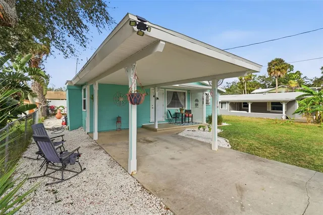 a view of a house with a patio