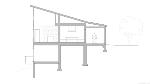 a picture of a bench in a white building