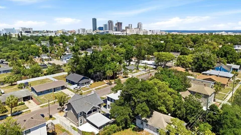 an aerial view of multiple house