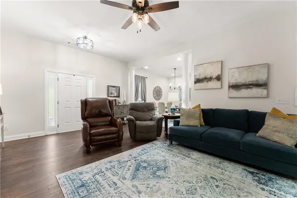 a living room with furniture