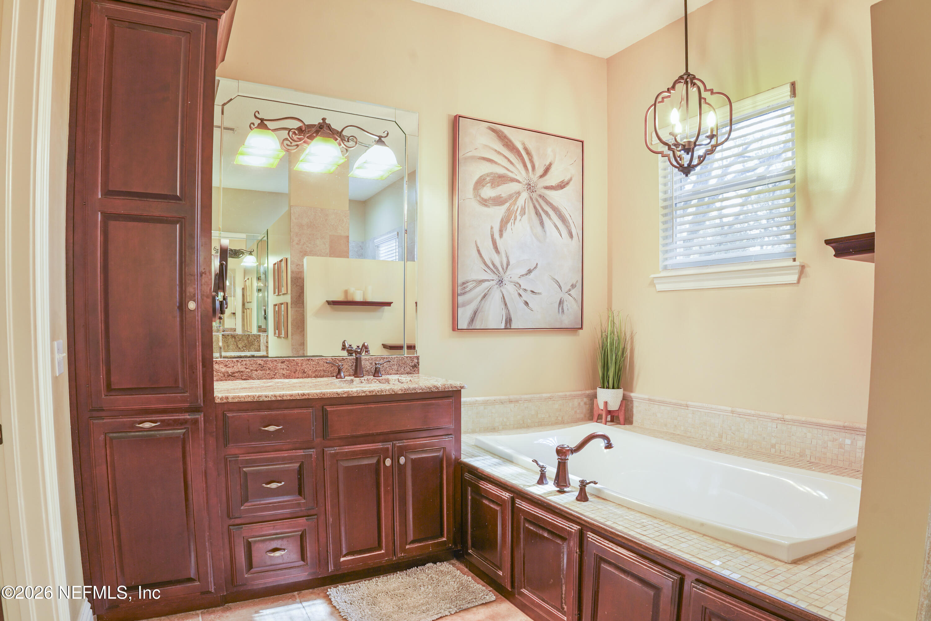6153 Tim Crews Road Macclenny, FL 32063 - Photo 69 of 79 a bathroom with a tub a sink and a large mirror