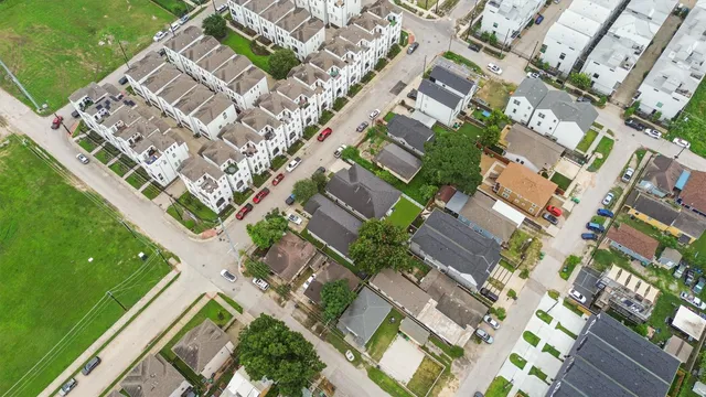 a view of a city with mountains in the background