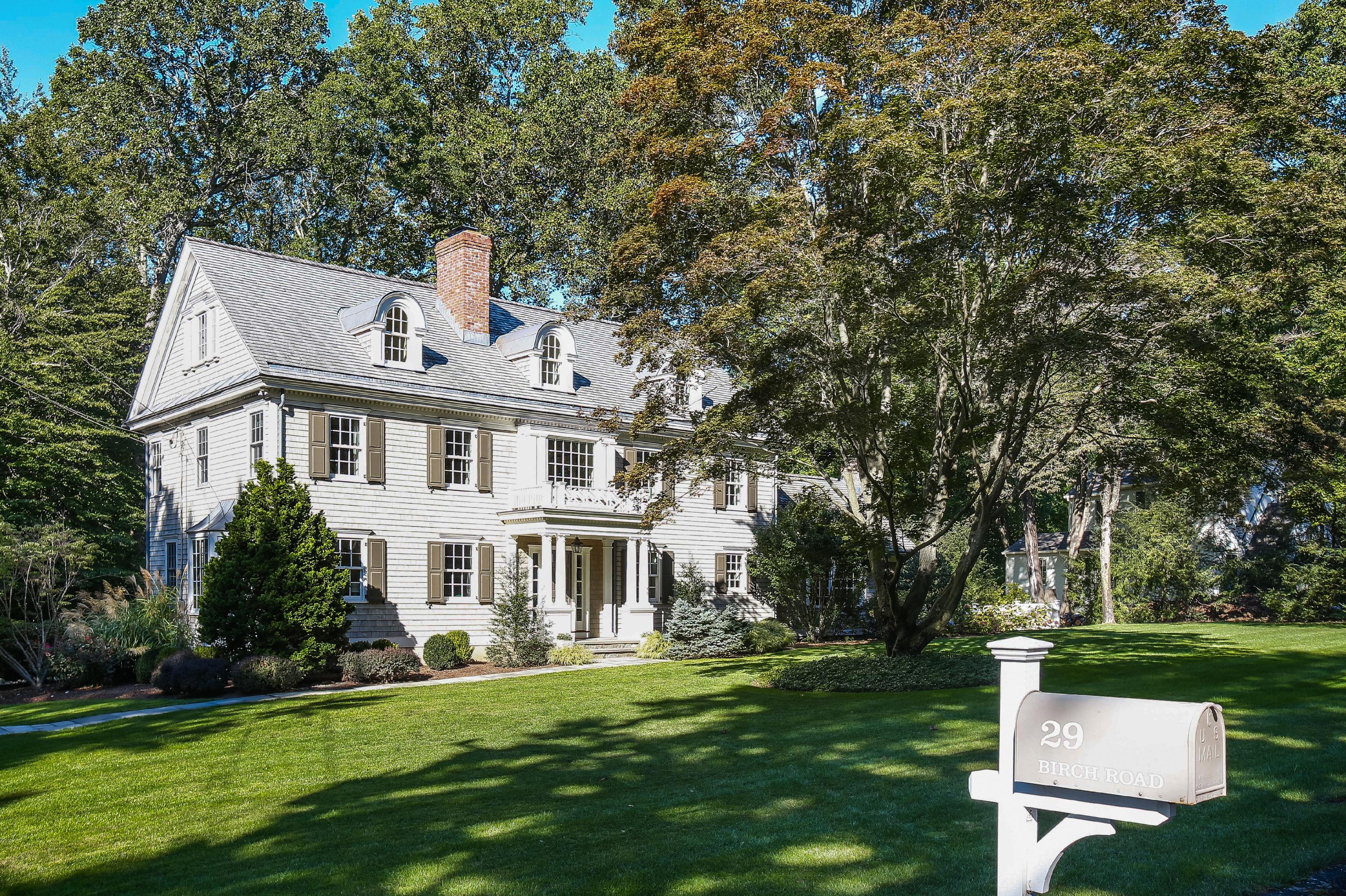 29 Birch Road Darien, CT 06820 - Photo 1 of 38 a front view of a house with a garden