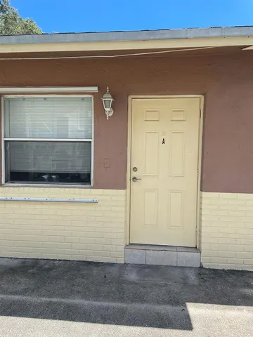 a view of wooden door