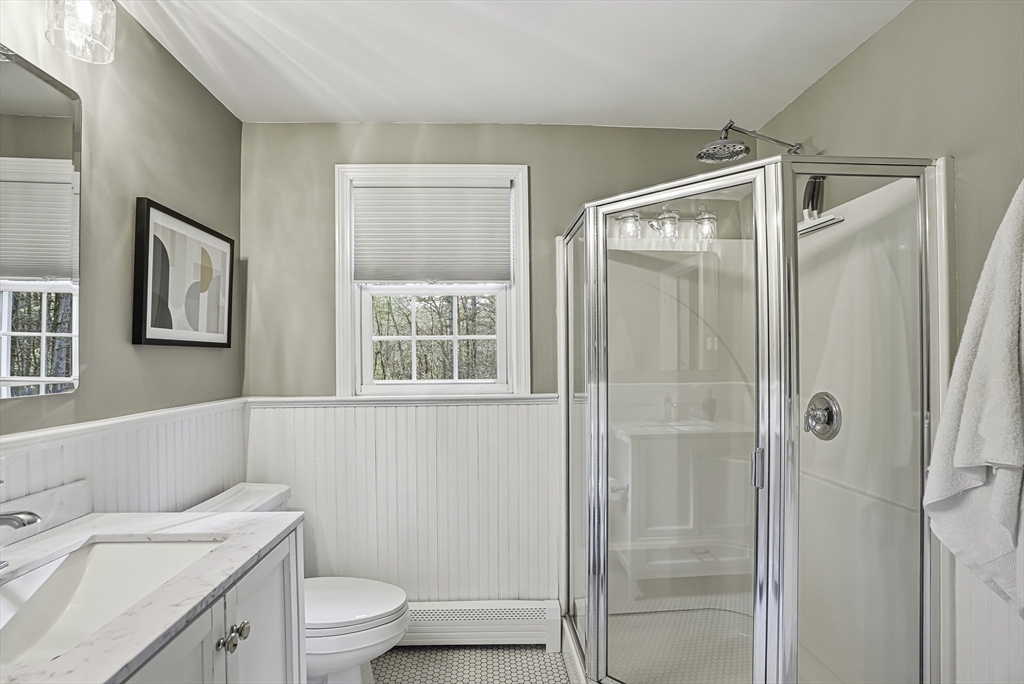 6 Hickory Lane Upton, MA 01568 - Photo 29 of 36 a bathroom with a granite countertop sink toilet and shower