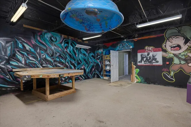 a view of room with wooden ceiling