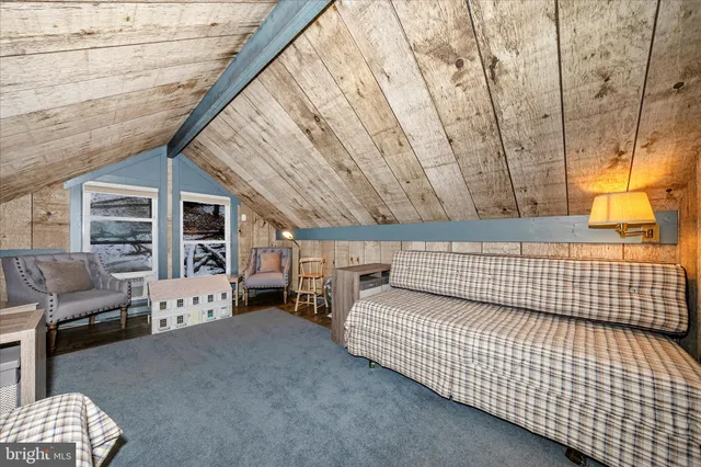 a view of a room with racks on the wall