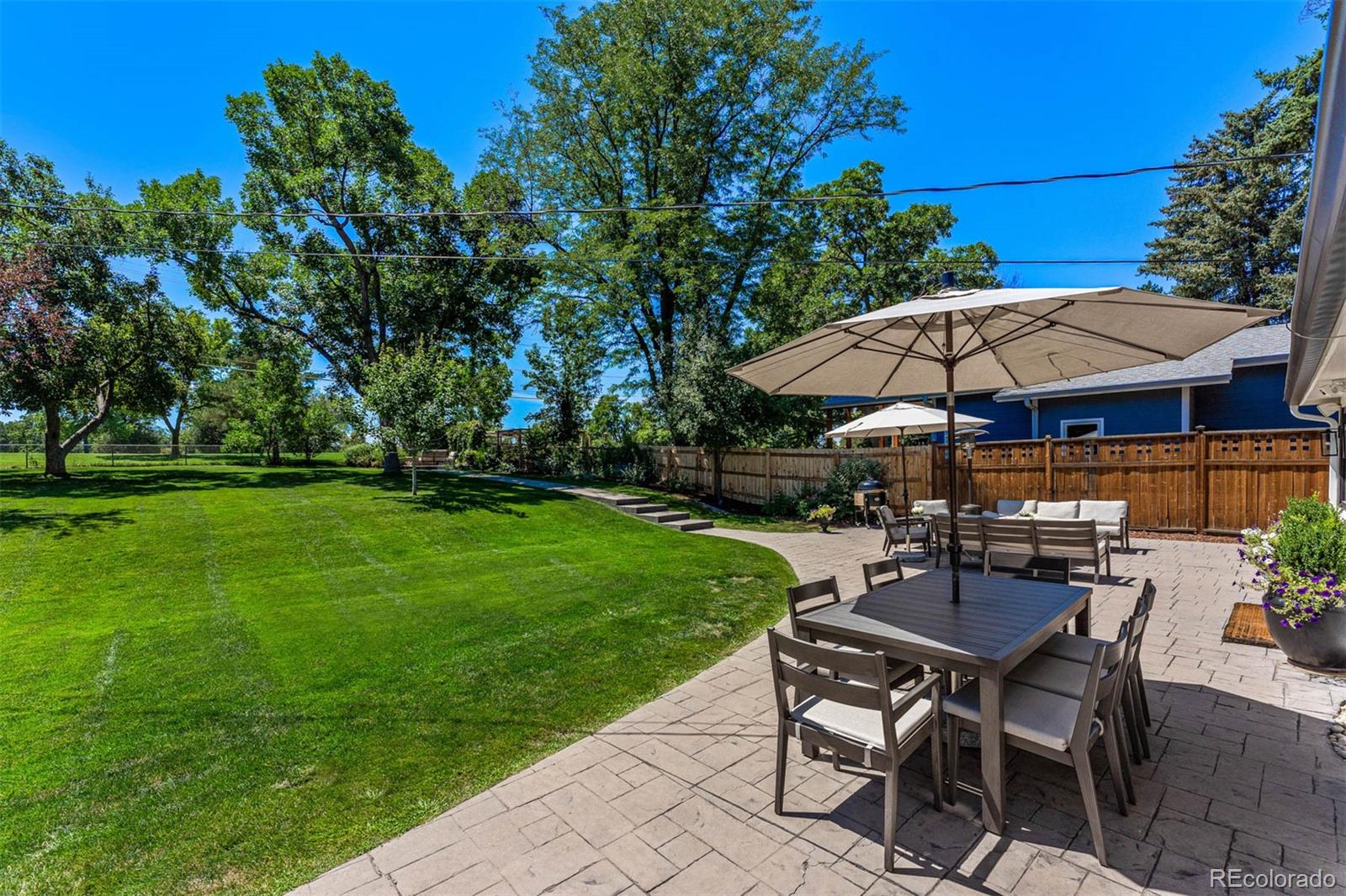 3800 East Dartmouth Avenue Denver, CO 80210 - Photo 30 of 50 a view of patio with chairs and table under an umbrella