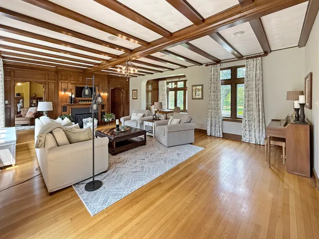 a view of a brick building with many windows