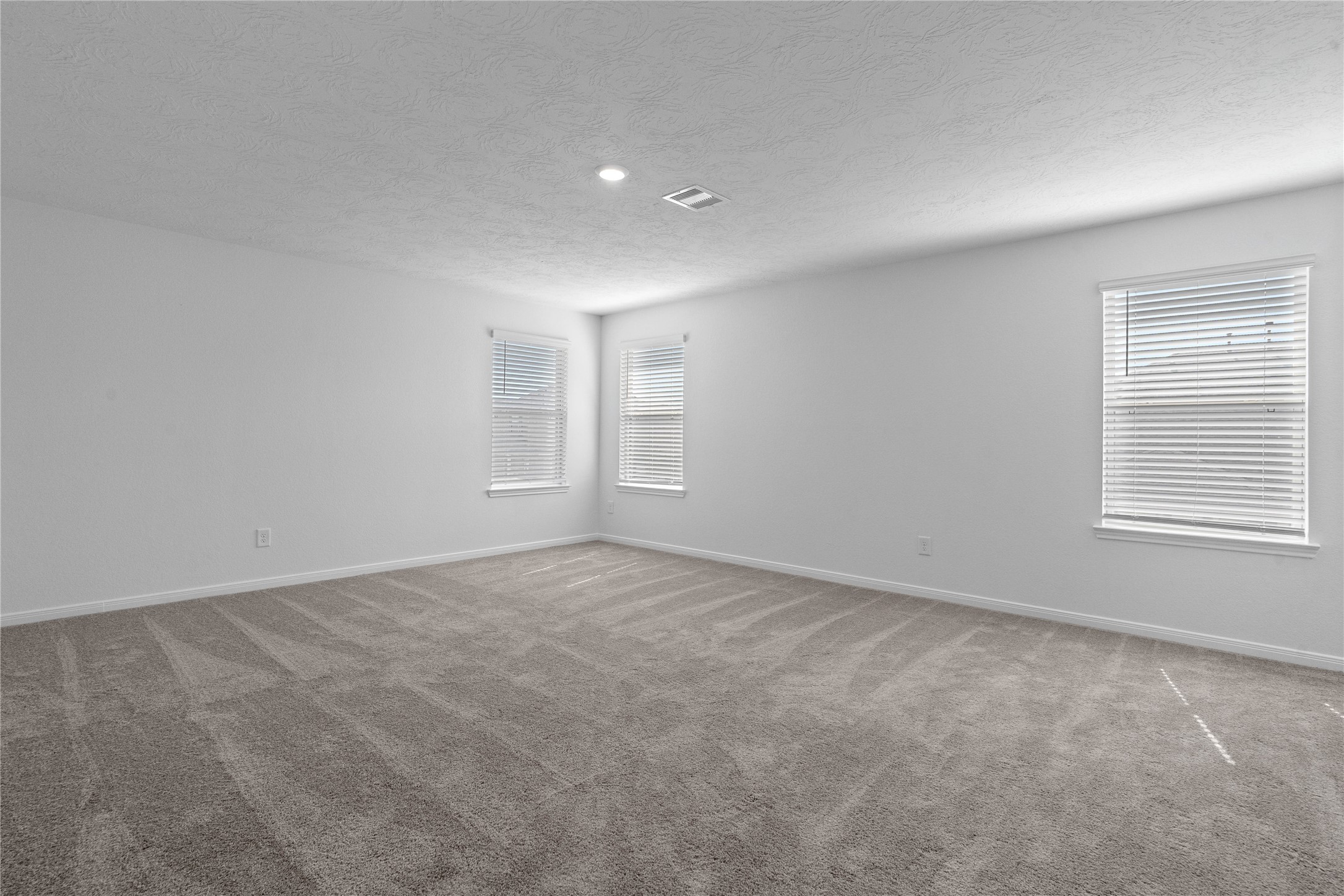 25503 Alpine Switchback Drive Spring, TX 77373 - Photo 18 of 32 Come and unwind after a long day in this magnificent and spacious primary suite! This room features plush carpet, neutral paint, high ceiling, and large windows fitted with blinds.