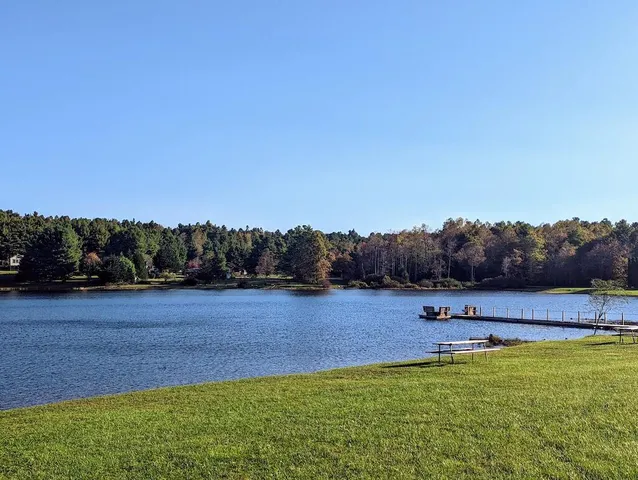 a view of a green field with clear sky