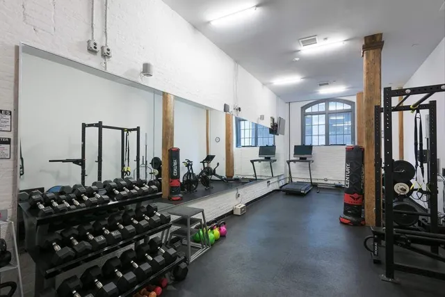 a view of a building with potted plants