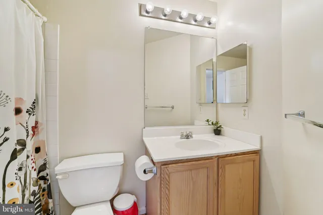 a bathroom with a sink a toilet and mirror