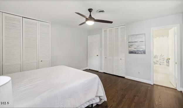 3317 Harden Road Raleigh, NC 27607 - Photo 17 of 52 a spacious bedroom with a bed and a ceiling fan