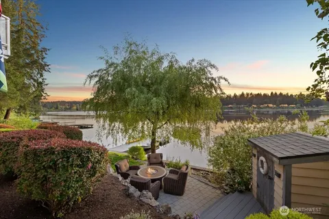 a view of a lake with outside area