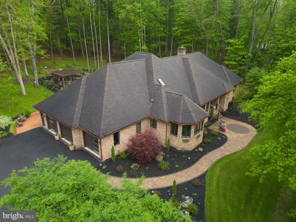 an aerial view of a house
