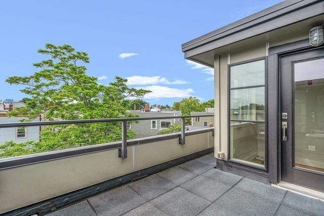a view of a porch with a door