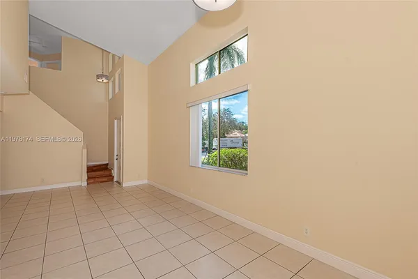 an empty room with windows