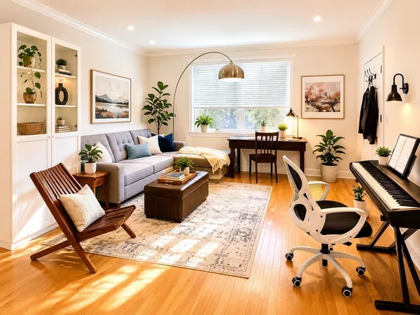 a living room with furniture and a flat screen tv