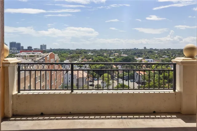 a view of city from a balcony