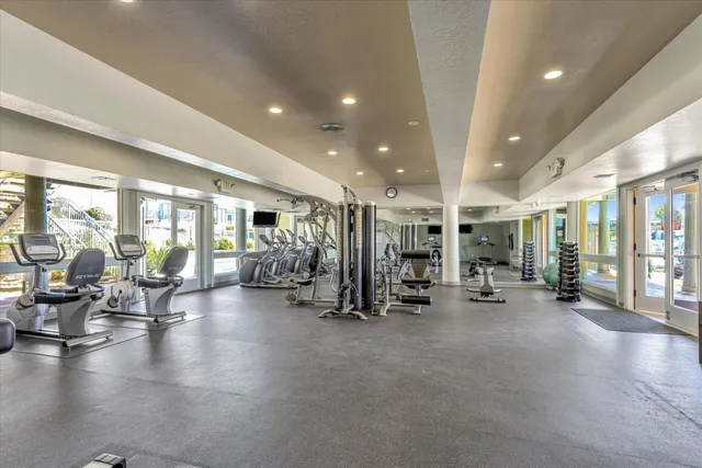 a view of a room with gym equipment