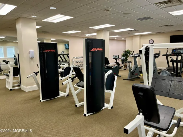 a view of a room with gym equipment