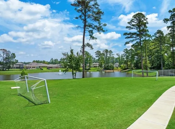 a view of a big yard with a swimming pool