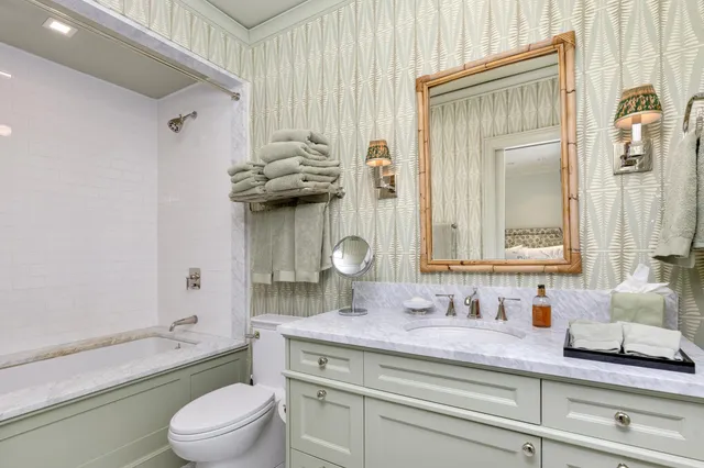 a view of a swimming pool with a garden