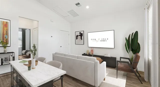 a bedroom with a bed and furniture