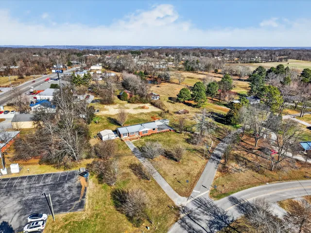 a view of a swimming pool with a lawn chairs and plants