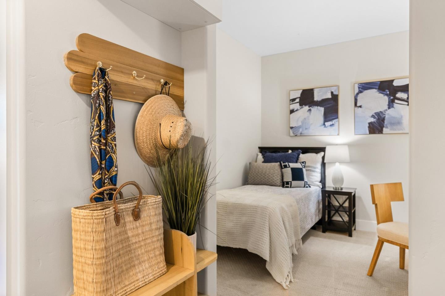708 Frederick Street, Unit 204 Santa Cruz, CA 95062 - Photo 11 of 28 a bedroom with bed and a mirror