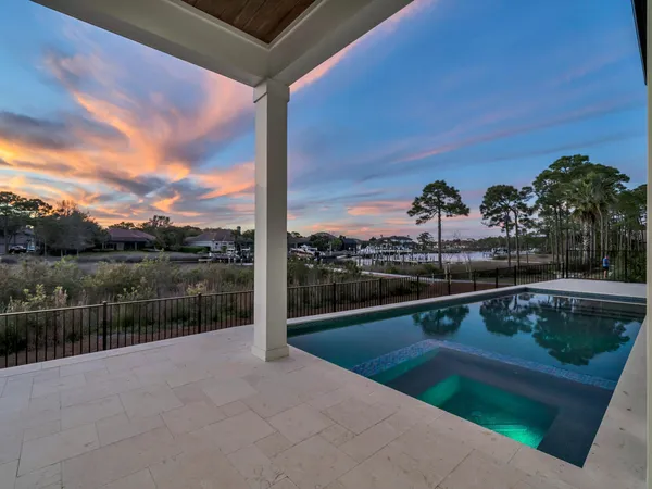 a view of swimming pool with a lake view and mountain view