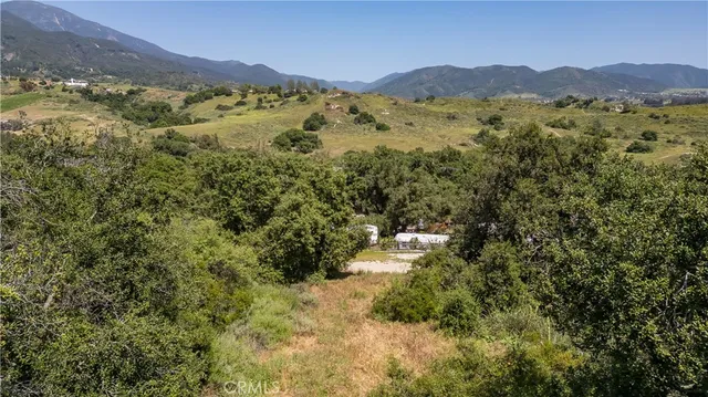 a view of a lush green hillside and houses