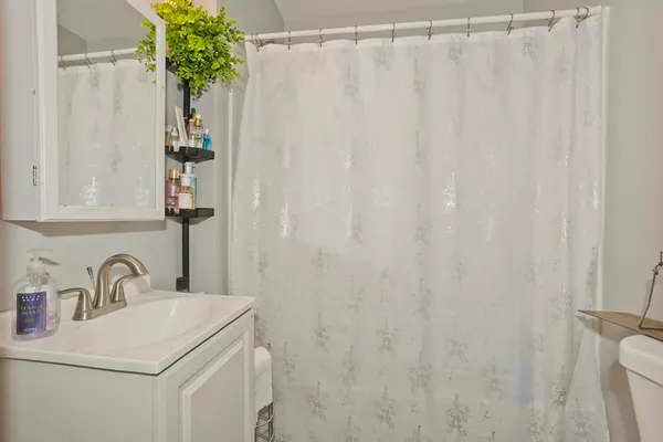 a bathroom with a sink and toilet
