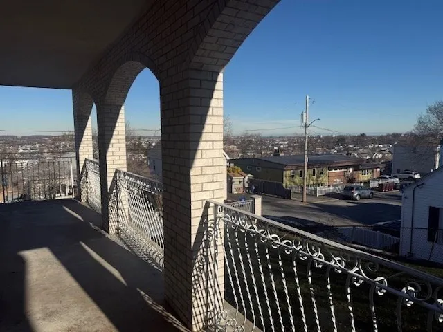 a city view from a balcony